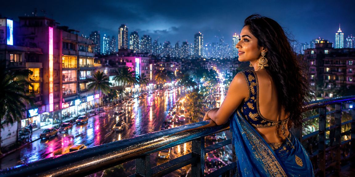 Mumbai Bandra street at night representing mobile rummy playing atmosphere